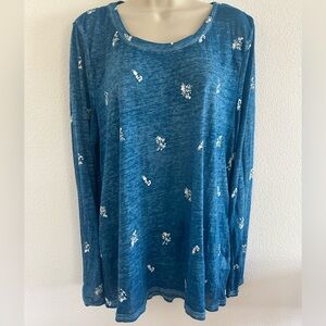 C&C California Sheer blue floral long sleeve size xl